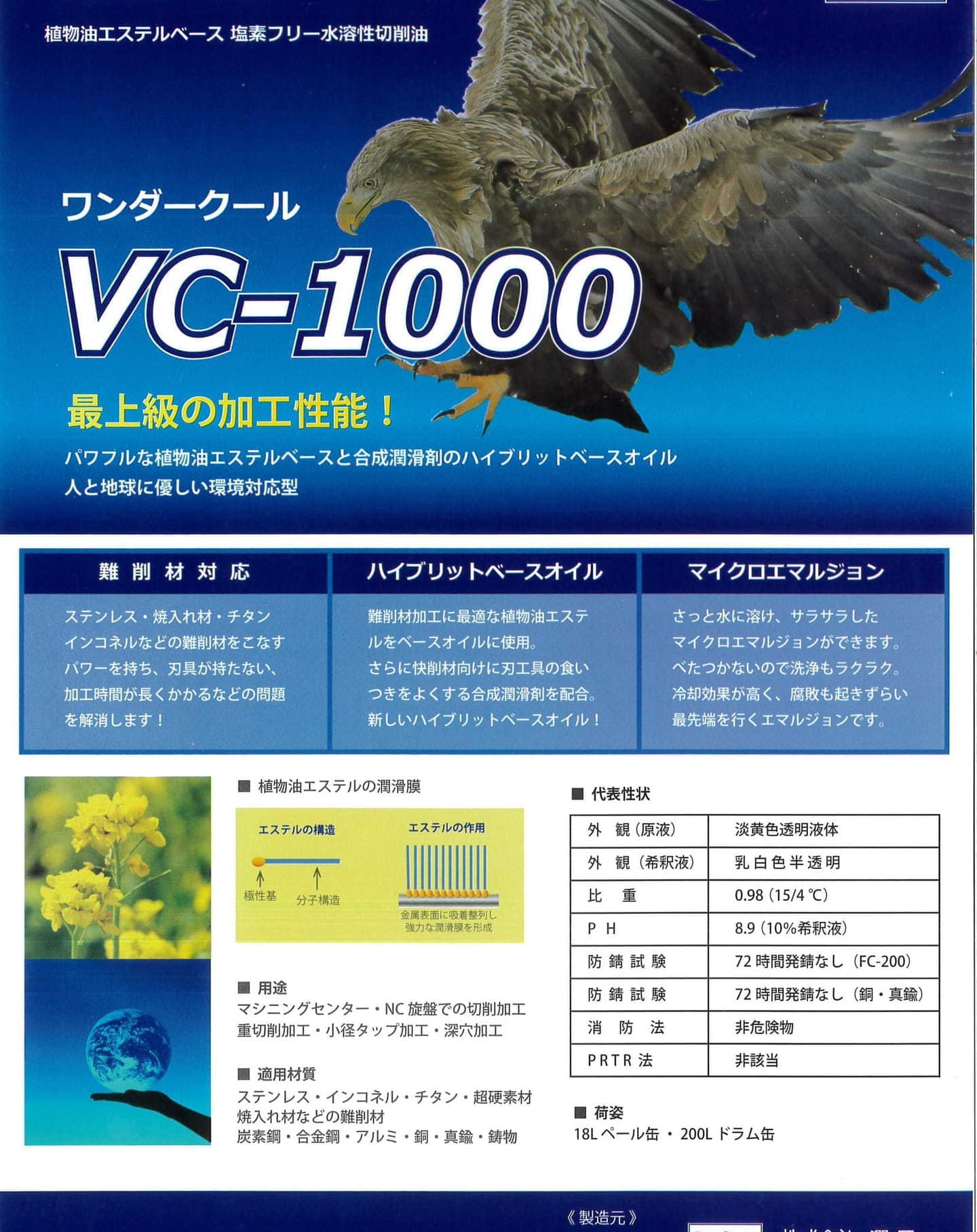 水溶性研削油ワンダークール「VC-1000」